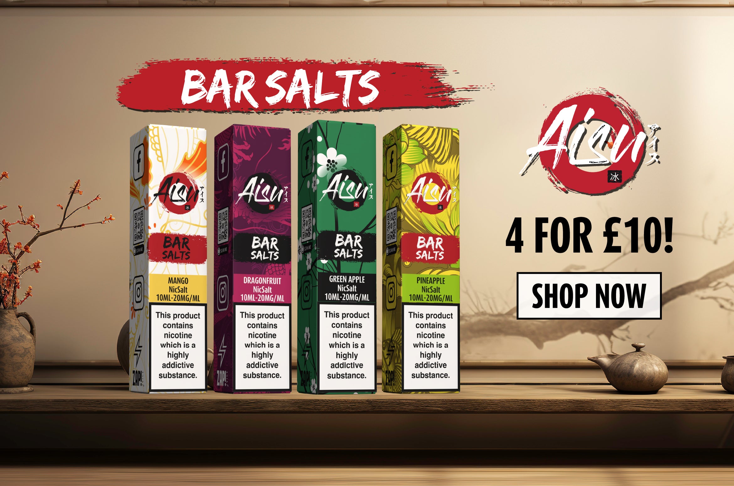 AISU BAR SALTS 4 FOR £10