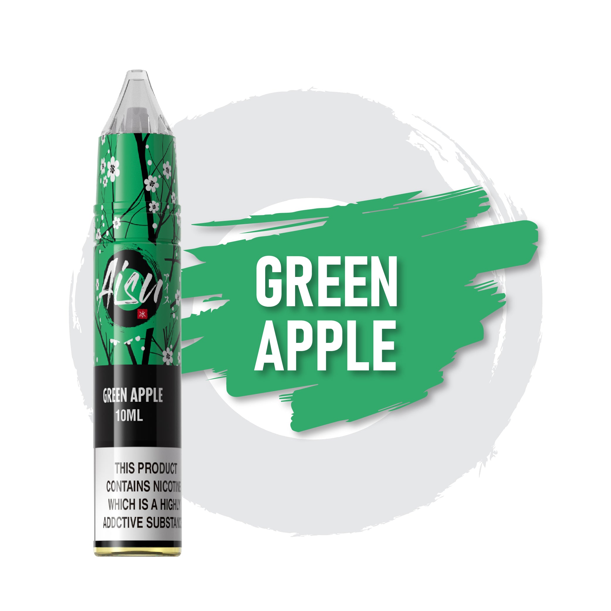 AISU Green Apple 10ml 30/70 Nic Salts e-liquid bottle