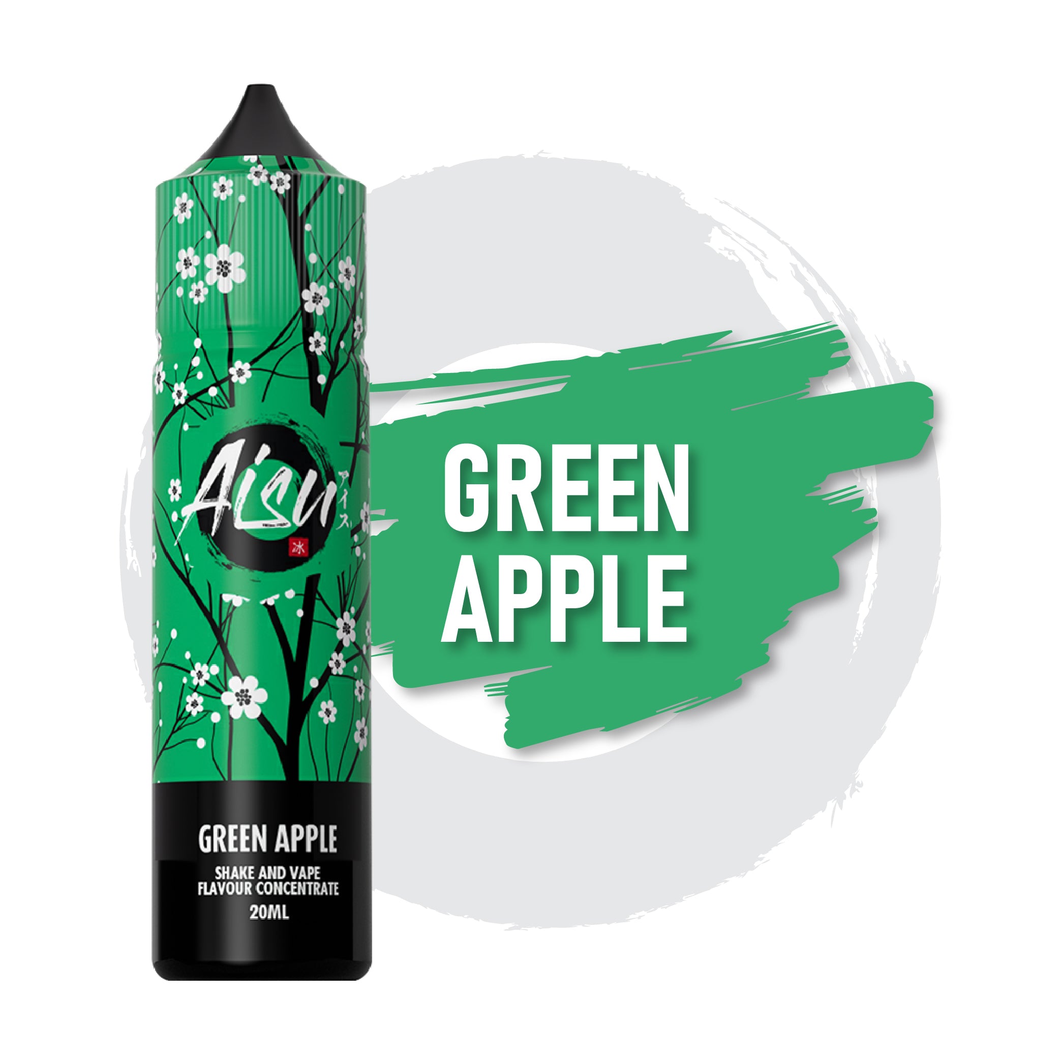 Bouteille d'e-liquide concentré de saveur AISU Green Apple Shake and Vape de 20 ml