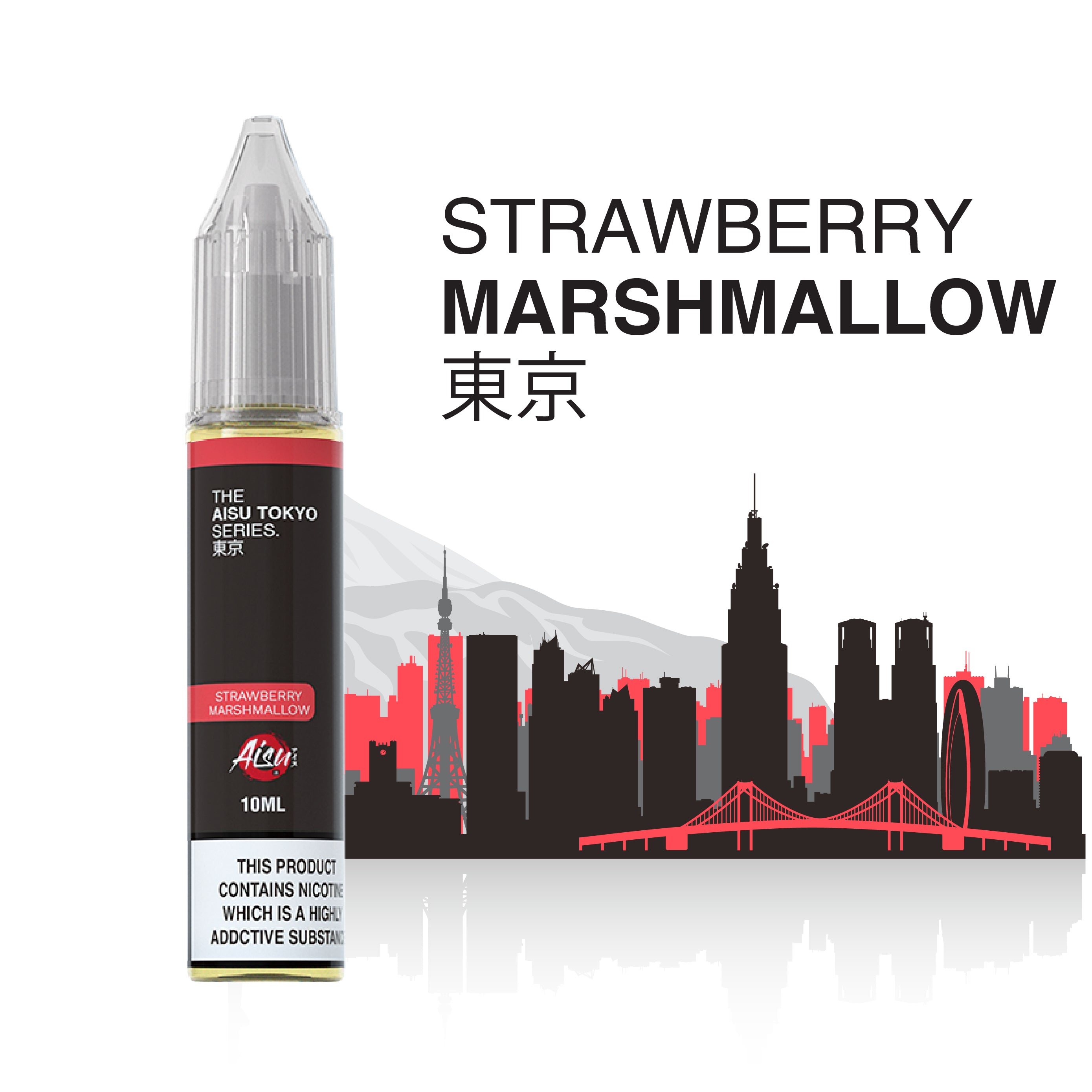 AISU TOKYO Strawberry Marshmallow 10ml Nic Salts e-liquid bottle