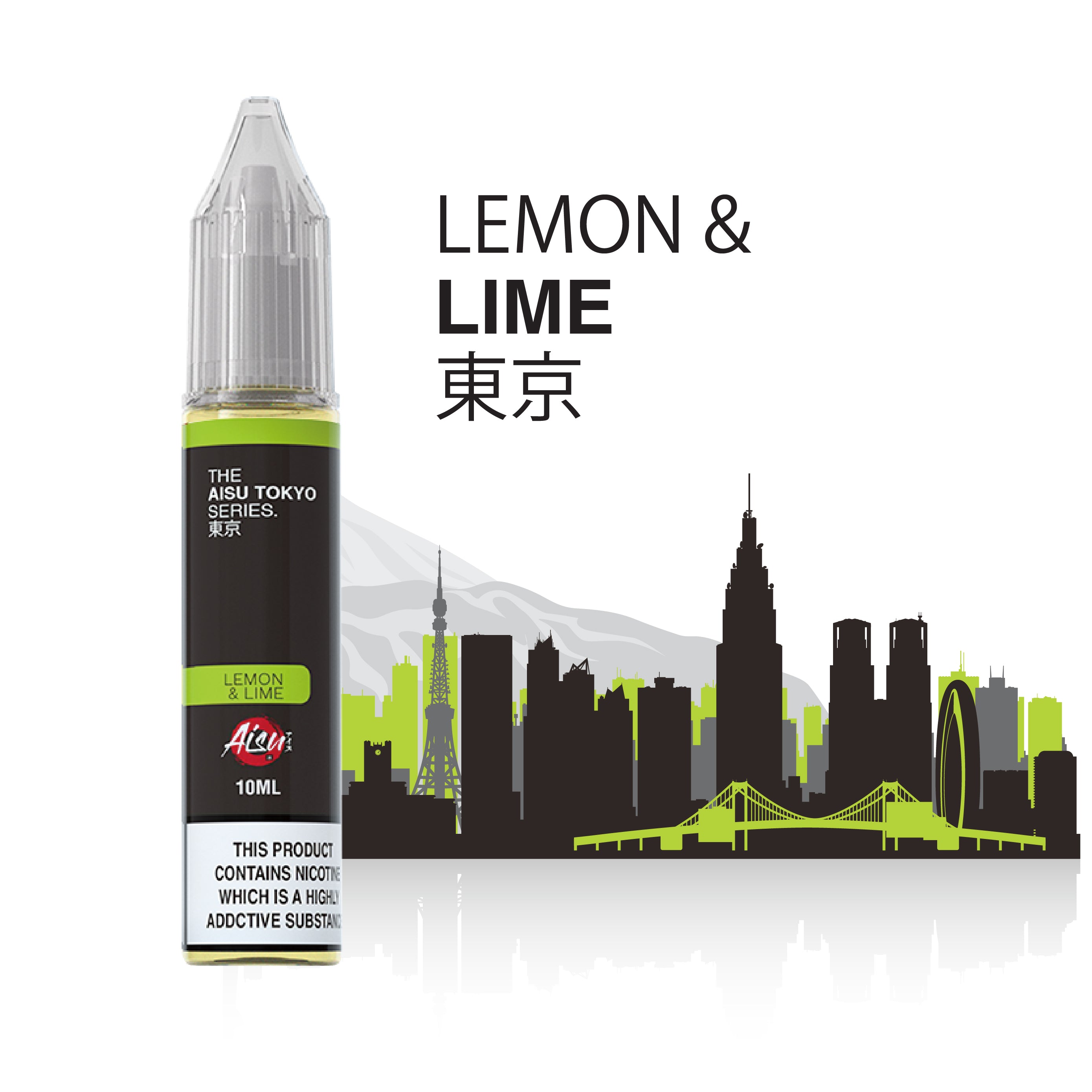 AISU TOKYO Lemon & Lime 10ml Nic Salts e-liquid bottle